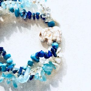 Mediterranean Blue Elephant Handmade Gemstone  Bracelet